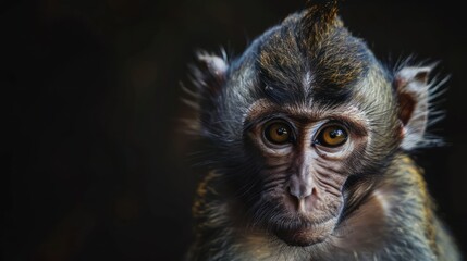 Close-up Portrait of a Curious Monkey