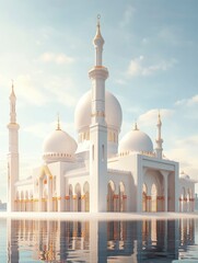 prophet's mosque Poster design, realistic, HD, copy space , ai