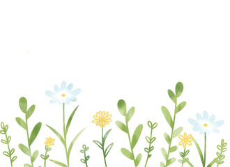 水彩風　花と葉の背景イラスト