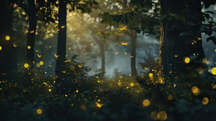 Obraz premium Fireflies in the Enchanted Forest