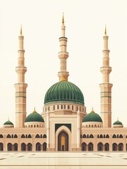 prophet's mosque Poster design, realistic, HD, copy space , ai