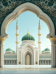 Fototapeta premium prophet's mosque Poster design, realistic, HD, copy space , ai