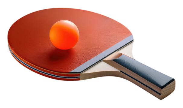 Table Tennis Racket and Ball Isolated on Transparent Background.