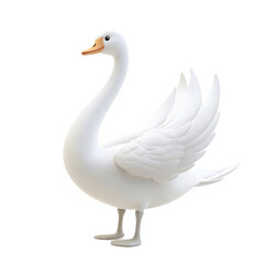 Obraz premium A White Swan Figurine With Outstretched Wings in a Simple Setting