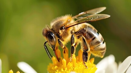 Close-up of a Honey Bee on a Flower