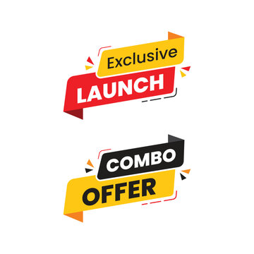 Vector exclusive launch and combo offer design-labels set design. Vector illustration for social media. vector sticker.