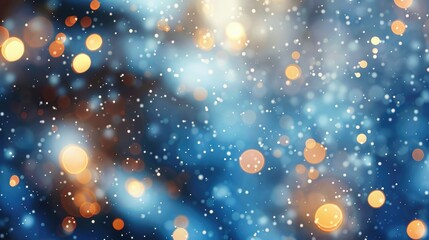 Obraz premium Winter background with blurred blue and yellow bokeh effects