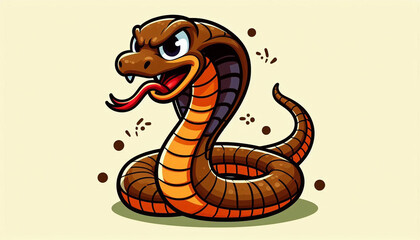 Fototapeta premium An angry cobra snake in cartoon style. A hissing cobra snake in cartoon style.