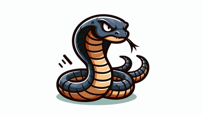 Fototapeta premium An angry cobra snake in cartoon style. A hissing cobra snake in cartoon style.