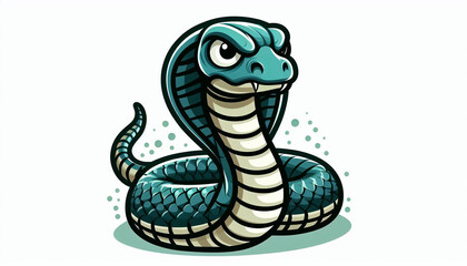Fototapeta premium An angry cobra snake in cartoon style. A hissing cobra snake in cartoon style.