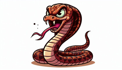 Fototapeta premium An angry cobra snake in cartoon style. A hissing cobra snake in cartoon style.