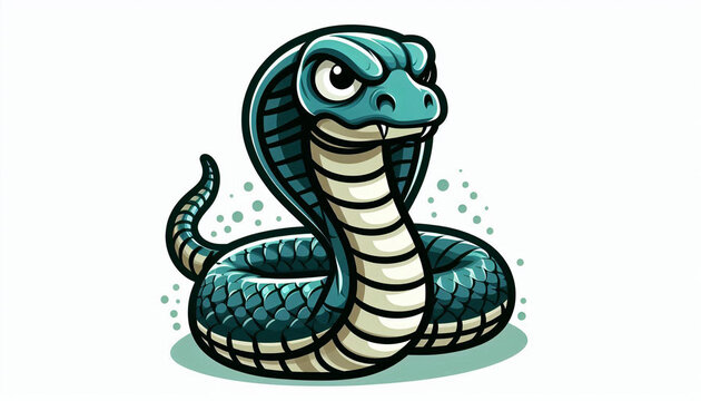 An angry cobra snake in cartoon style. A hissing cobra snake in cartoon style.