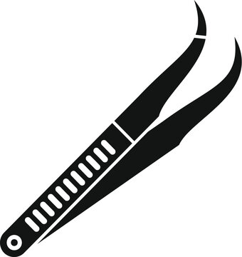 recommend clip art: Black simple tweezers icon, for plucking eyebrow hair or for use by a technician for electronic repairs