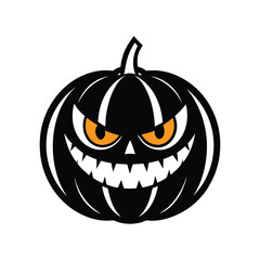 Halloween pumpkin with eye vector, silhouette design black and white 