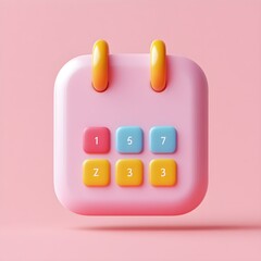 3D Calendar Icon with Colorful Buttons -  Reminder, Schedule, Event