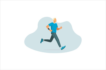 Old man running vector illustration. Running old man in flat style. vector illustration.