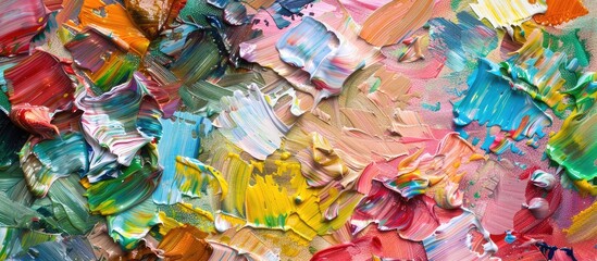 Fototapeta premium Close Up Of Messy Painting Palette In Park