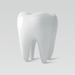 Vector 3d Realistic Tooth Closeup Isolated on White Background. Medical Dentist Illustration. Design Template, Clipart. Dentistry, Healthcare, Hygiene Concept