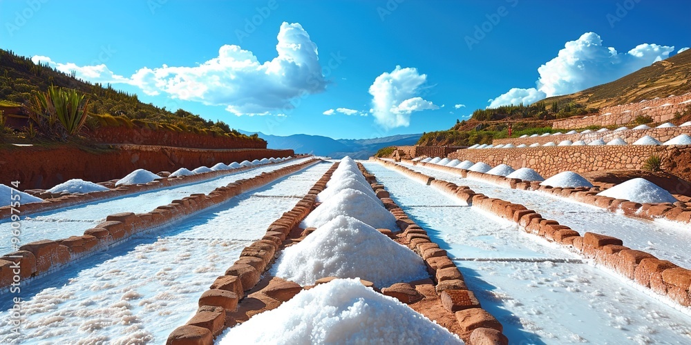 Poster landscape with blue sky and clouds