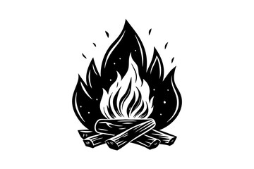 Campfire icon, bonfire vector silhouette, fire vector


