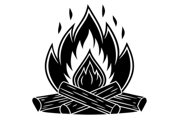 Campfire icon, bonfire vector silhouette, fire vector


