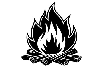 Campfire icon, bonfire vector silhouette, fire vector


