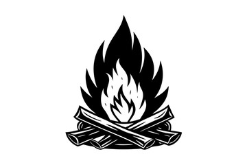 Campfire icon, bonfire vector silhouette, fire vector


