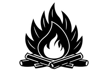 Campfire icon, bonfire vector silhouette, fire vector


