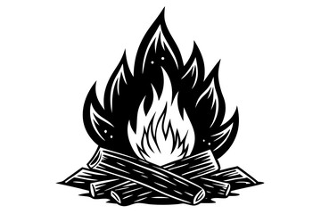 Campfire icon, bonfire vector silhouette, fire vector


