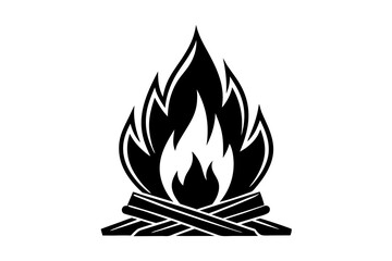 Campfire icon, bonfire vector silhouette, fire vector


