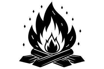 Campfire icon, bonfire vector silhouette, fire vector


