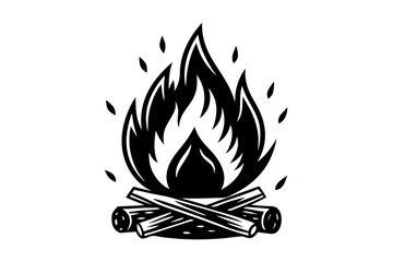 Campfire icon, bonfire vector silhouette, fire vector


