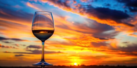 Silhouette of a wine glass against a vibrant sunset sky , wine, glass, sunset, silhouette, drink, evening, dusk, colorful