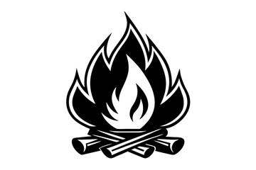 Campfire icon, bonfire vector silhouette, fire vector


