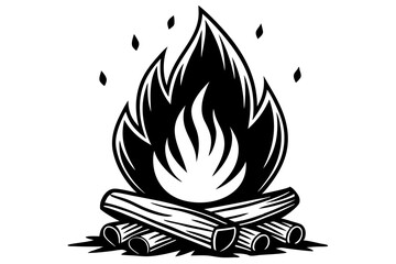 Campfire icon, bonfire vector silhouette, fire vector


