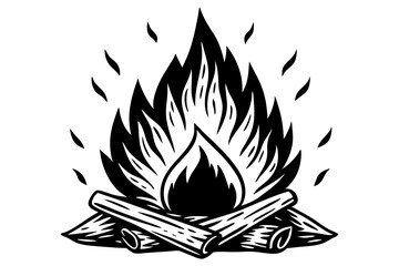 Campfire icon, bonfire vector silhouette, fire vector


