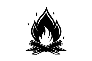 Campfire icon, bonfire vector silhouette, fire vector


