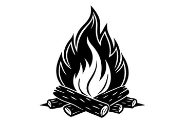 Campfire icon, bonfire vector silhouette, fire vector


