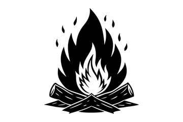 Campfire icon, bonfire vector silhouette, fire vector


