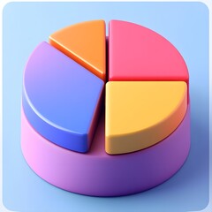 Obraz premium Colorful 3D Pie Chart, Data Visualization, Business Concept
