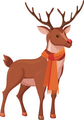deer wearing a scarf vector illustration fairy tale