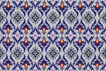 Cover, wallpaper, wrapping, fabric, clothing , Abstract Ethnicart, Seamless pattern in tribal, folk embroidery, and Mexican style, Aztec geometric art ornament print, Design for carpet