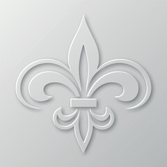 Vector Realistic Paper 3d Fleur De Lis Closeup on White Background. Heraldic Lily Sign, Vector Illustration