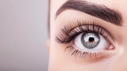 Obraz premium Close-up of a Woman's Eye with Long Eyelashes