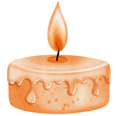 Watercolor orange candle.
