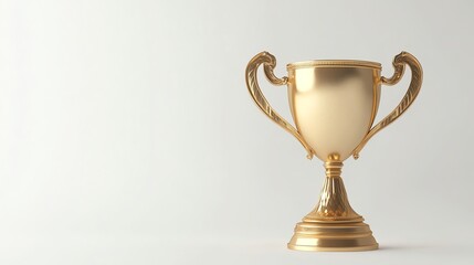 Golden trophy cup on a white background.