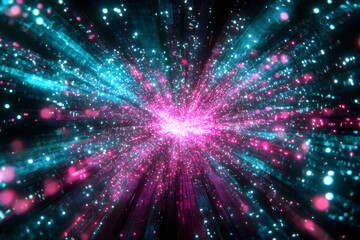 Fototapeta premium Abstract Light Burst Background with Pink and Blue Glitter