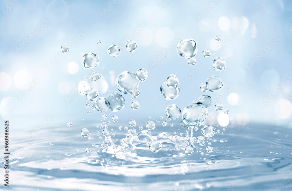 Wall mural water splashing background and molecule