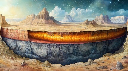 Layers of Earth A crosssectional illustration of Earth showing the crust mantle outer core and inner core with labeled features and temperature gradients