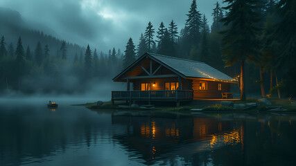 Fototapeta premium house on the lake